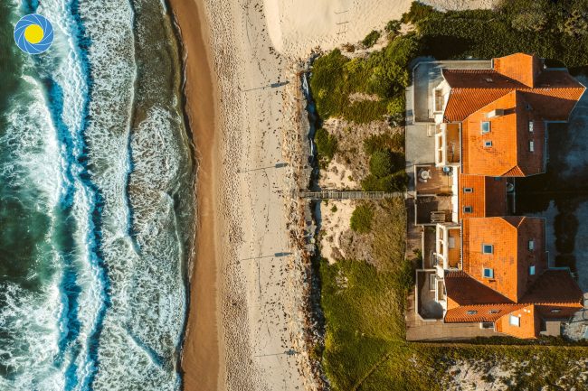 Les villas jumelles à Biscarosse dans les Landes vues avec un drone